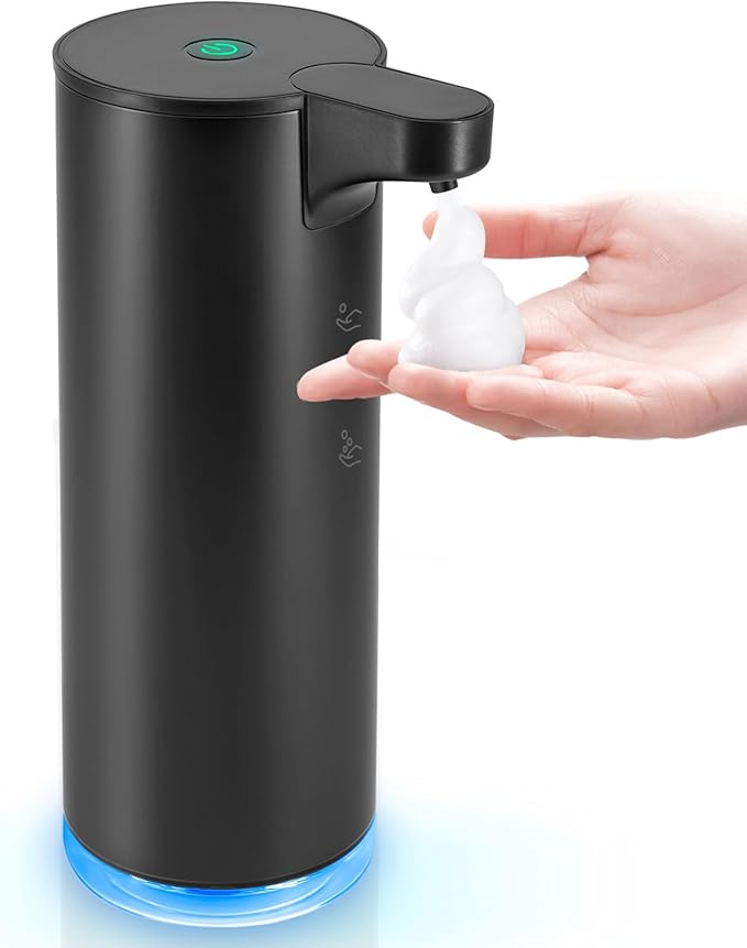 LAOPAO Rechargeable Automatic Foaming Soap Dispenser - Stainless Steel Touchless 9oz Foam Soap Dispenser for Bathroom and Kitchen - Xmas Gift