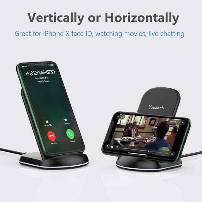 Yootech [2 Pack] Wireless Charger,10W Max Wireless Charging Stand,Compatible with iPhone 17/17 Pro/17 Pro Max/Air/16/15/14/13/SE 2022/12/11/X/8,Galaxy S25/S24/S23(No AC Adapter)