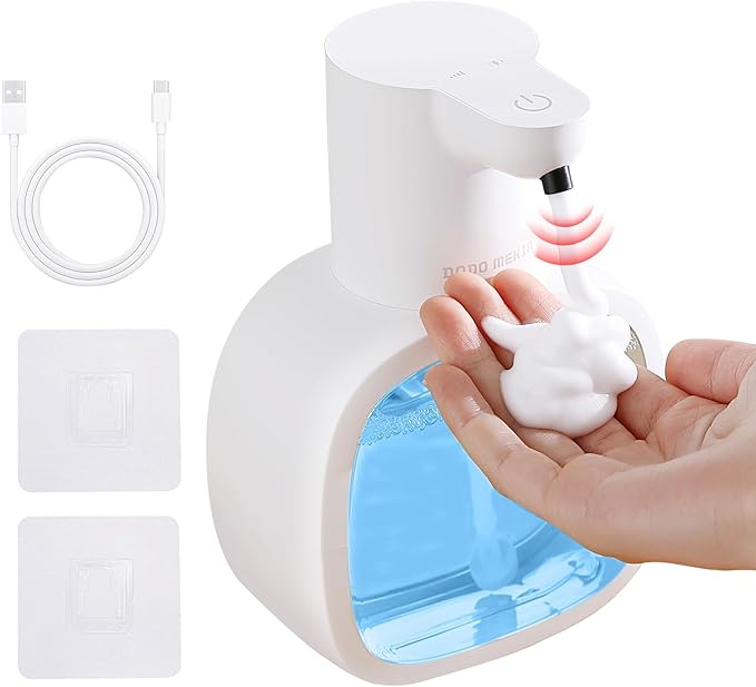 Automatic Foaming Soap Dispenser, 17oz/500ml Touchless Rechargeable with 4-Level Adjustable & IPX5 Waterproof - Level Display for Wall/Tabletop Use in Bathroom, Kitchen