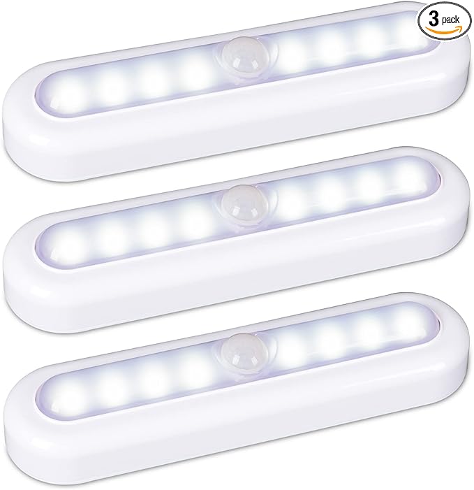 STAR-SPANGLED 3 Pack 7” Motion Sensor Lights Indoor Battery Operated, Stick on LED Light for Closet, Stairs, Under Cabinet, Cool White