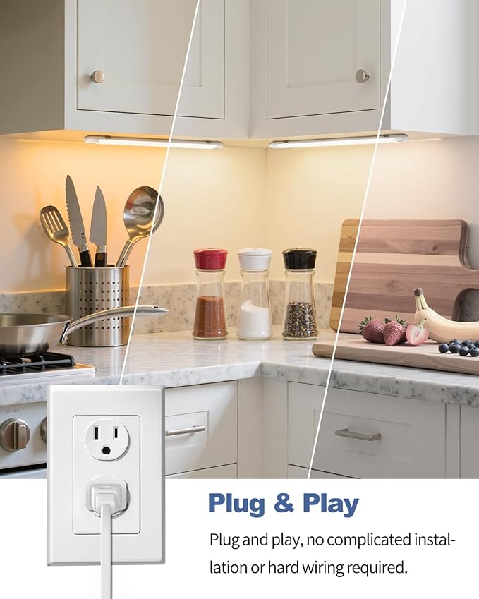 MYPLUS 36" Under Cabinet Lighting, Hand Wave Sensor Under Counter Lights for Kitchen, 600LM Bright LED, 5 Color Temps, Dimmable Under Cabinet Lights Plug in for Desk,Sink,Workbench