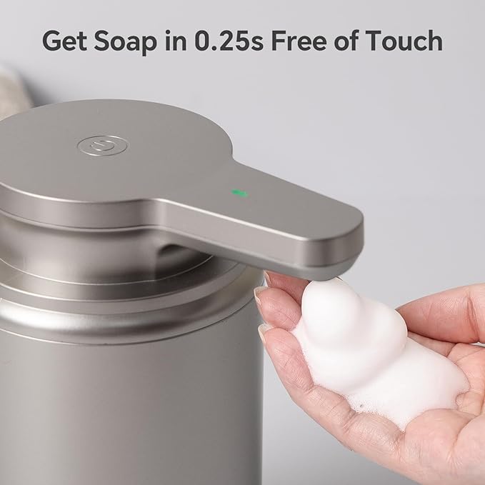 LAOPAO Automatic Foaming Soap Dispenser Plastic, Rechargeable Touchless Foam Hand Soap Dispenser for Bathroom, ABS Soap Pump for Kitchen, Water-Resistant, Xmas Gift 10oz, Plastic (NOT Metal)