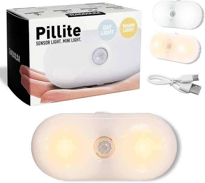 Rechargeable Motion Sensor Night Light, 2-Color White & Warm Toilet Light with Auto/On Mode, Magnetic & Adhesive Installation for Bathroom, Bedroom, Hallway (1 Pack)