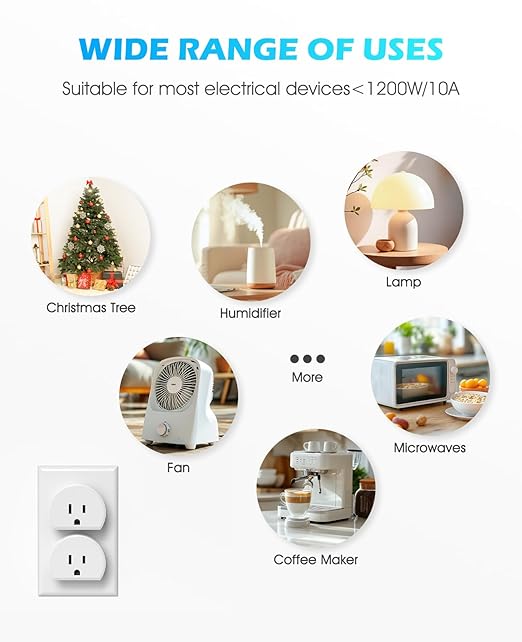Wireless Remote Control Outlet, SURNICE Mini Remote Light Switch 10A/1200W for Christmas Lights, Up to 130 FT Long Range, FCC and ETL Certified