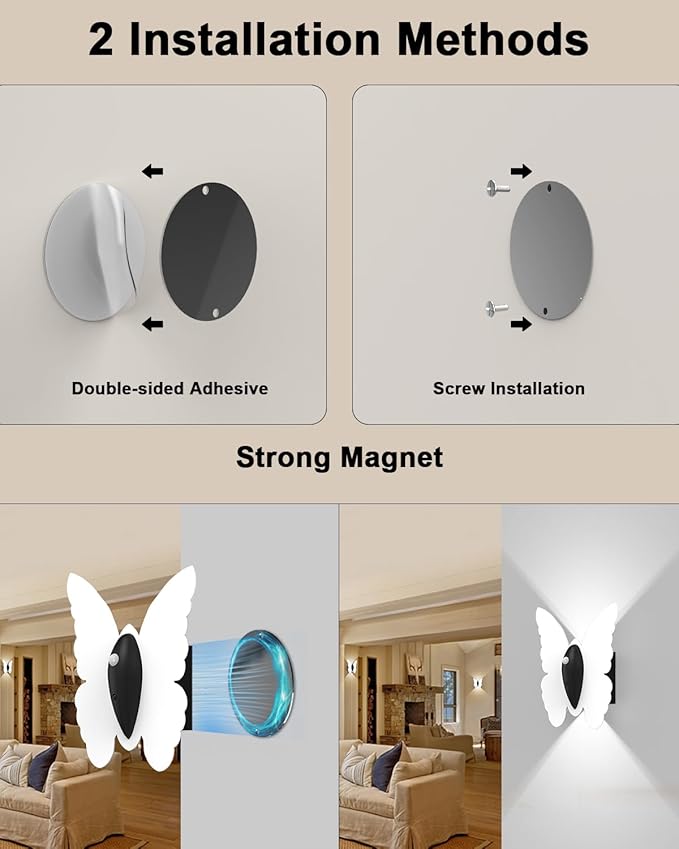 Rechargeable Motion Sensor Wall Light: 3 Colors Wireless Wall Sconces Set of Two with Remote Magnetic Motion Sensor Stair Lights Indoor 5000mAh Battery Powered Wall Lamps for Hallway Bedroom (White)