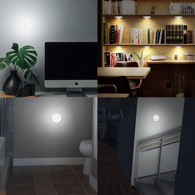 Tap Light 6 Pack Portable LED Puck Touch Night Lights - Battery Operated Under Cabinet Lighting for Kitchen, Closet, Classroom, Indoor & Outdoor