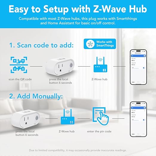 NEO Z-Wave Plus Smart Mini Plug, Compact Z-Wave Outlet for Home Automation, Works with Smartthings, Basic On/Off Function, 500 S2