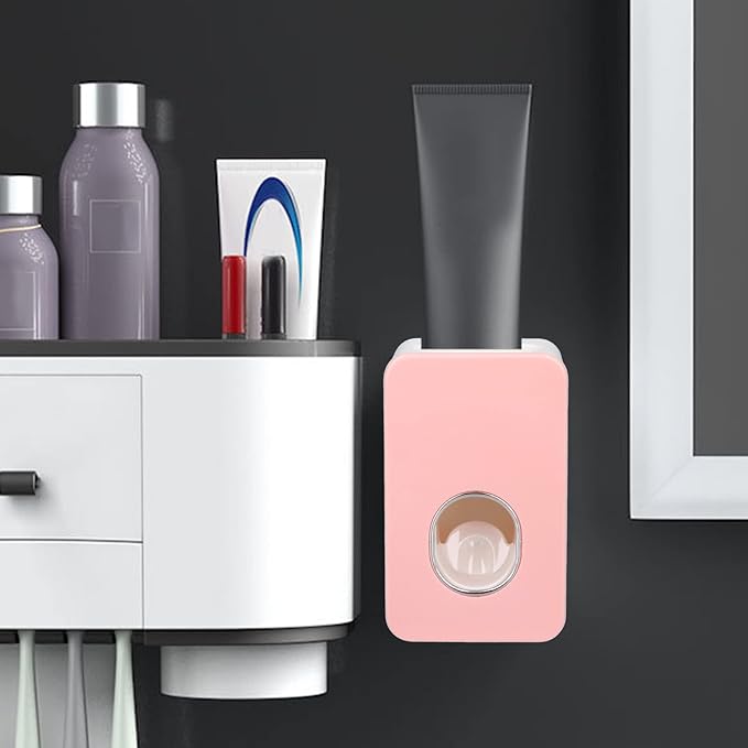 FTVOGUE Automatic Toothpaste Dispenser Wall Mount Bathroom Accessories ABS with Super Glutinous Suction Pad for Kids Family()