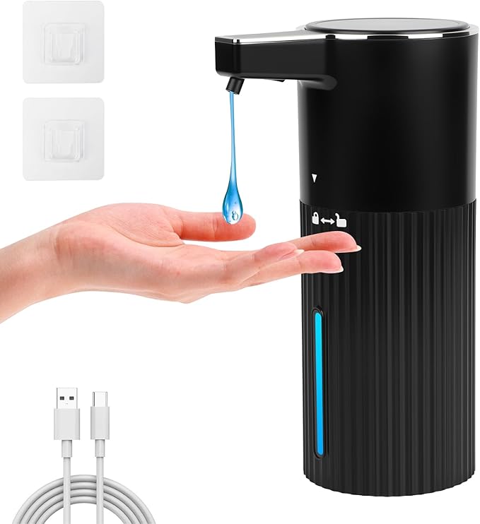 Automatic Liquid Soap Dispenser, 13.52oz/400ml Rechargeable Touchless Smart Lotion Soap Dispenser, Hand Dish Soap Dispensers for Bathroom & Kitchen - Wall Mounted, 4 Adjustable Level, IPX5 Waterproof
