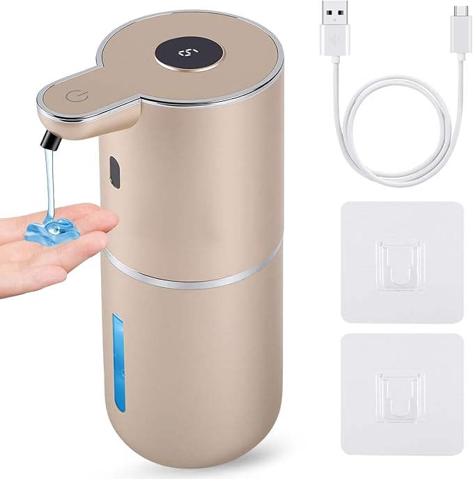 Automatic Soap Dispenser, Hand Soap Dispenser 12.8oz/380ml Smart Rechargeable, Liquid Soap Dispensers with 6-Level Touchless, Wall Mounted or Countertop Dish Soap Dispensing for Bathroom & Kitchen