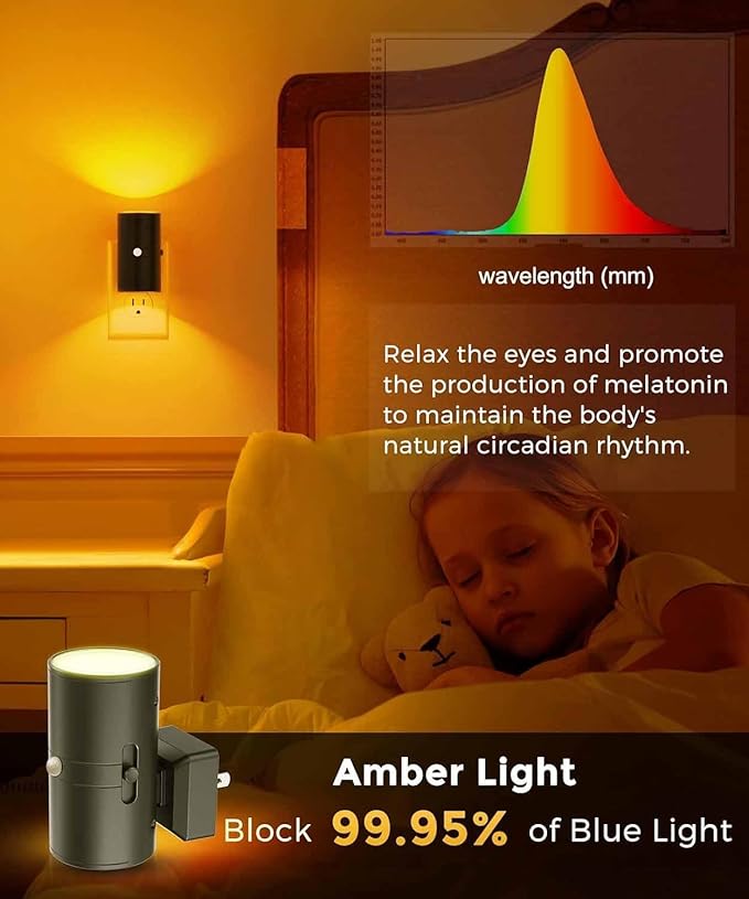 L LOHAS LED Motion Sensor Night Light, Amber Nightlights, [2 Pack] Motion Activated Nightlight, Dimmable Night Light, Yellow Nightlight, 0-100LM, Sleep Light for Bathroom Hallway Bedroom Stairway