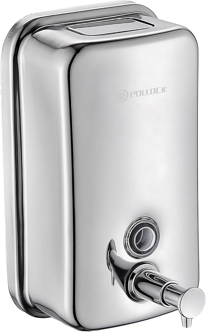 Commercial Soap Dispenser Wall Mounted, 27oz Stainless Steel Hand Soap Dsipenser, Liquid Manual Anti-Leak Pump Soap Dispenser, Rust-Proof Lining Liquid Hand Sanitizer Dispenser for Bathroom