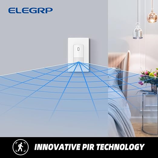 ELEGRP Occupancy Motion Sensor Light Switch, PIR Infrared Motion Activated Wall Switch, No Neutral Wire, Single Pole for CFL/LED/Incandescent Bulb, with Wall Plate, UL Listed (10 Pack, Matte White)