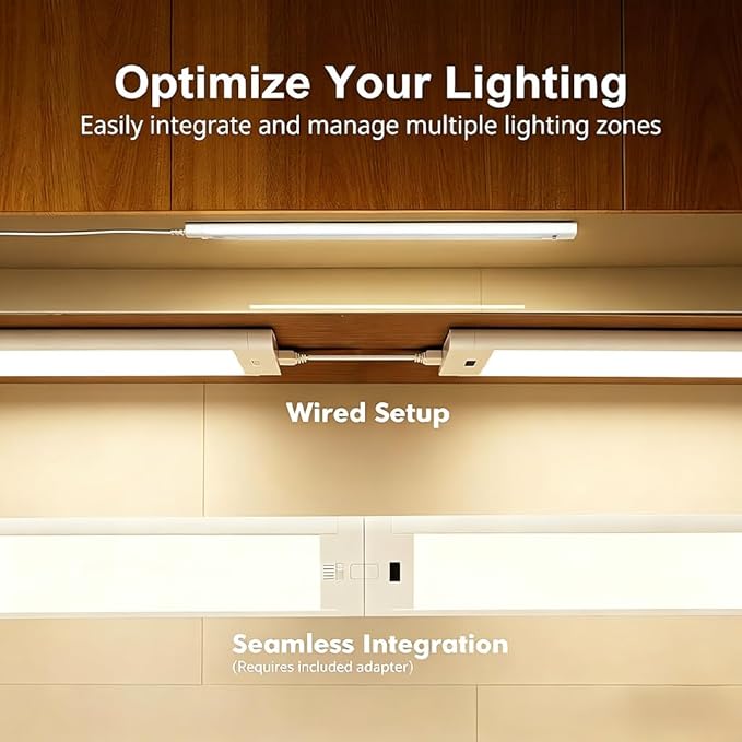 12 Inch Under Cabinet Lighting High Brightness Linkable LED Light Bar, Hand Wave Activated Motion Lights for Kitchen,Home,Room 5 CCT (2700K-6000K) Stepless Dimmable Closet Light, 350LM 5W