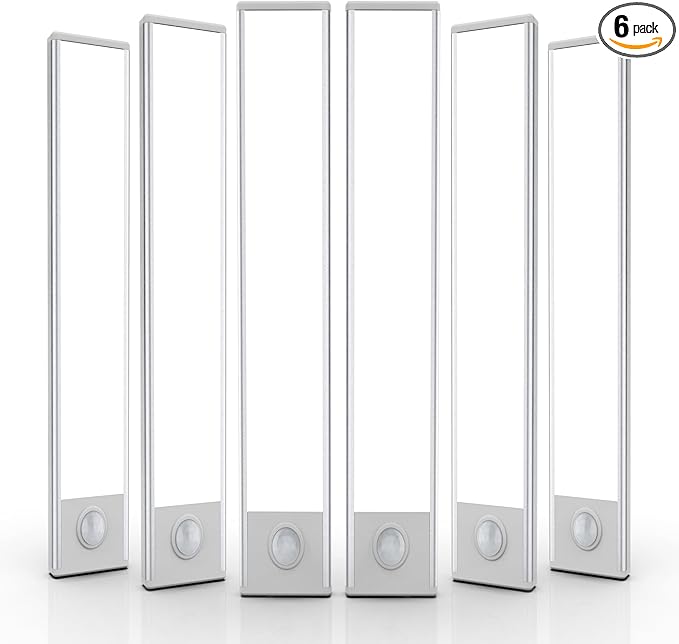 6 Pack Under Cabinet Lights Wireless, 58 LED Motion Sensor Light Indoor Rechargeable Magnetic Closet Lights Battery Operated, Under Counter Lights for Kitchen, Wardrobe, Hallway, Stairs