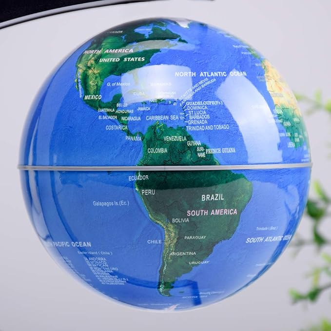 Magnetic Levitation Floating Rotating World Globe with LED Frame Lights, C Shape Levitating Globe, Touch Switch Night Light, Cool Tech Gifts for Men Dad Boys Kids, Office Desk Decor and STEM Gift
