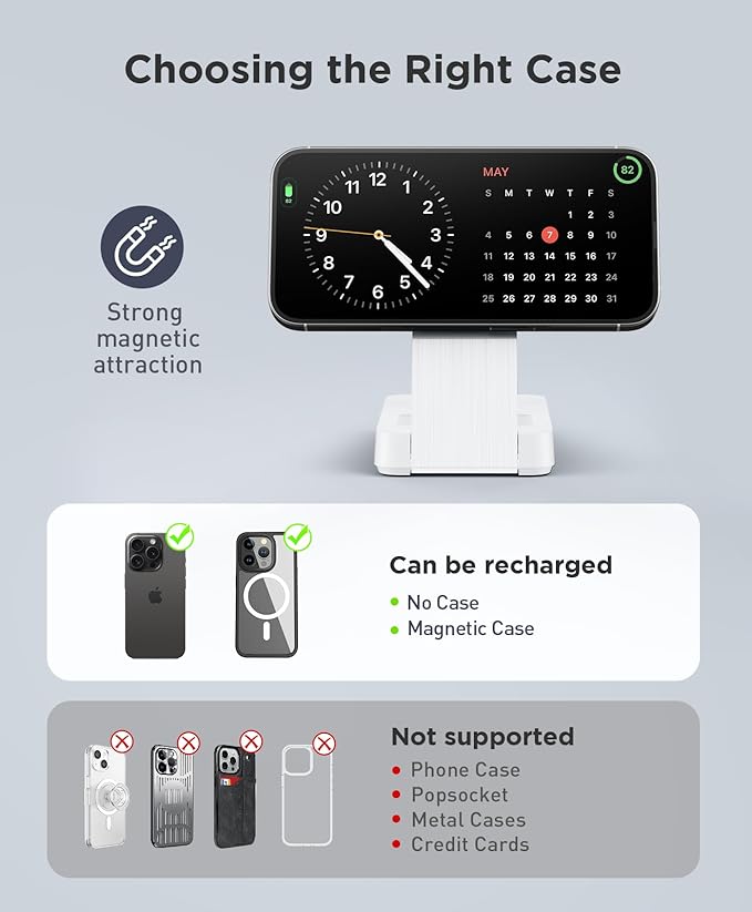 3 in 1 Magnetic Wireless for iPhone Charging Station: Foldable Portable Charger for iPhone 17-12 Pro Max & Apple Watch & AirPods, for Apple Multiple Devices Charger for Home,Office&Travel
