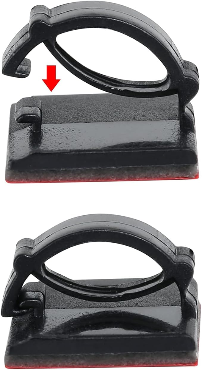 100pcs Self with 3M Adhesive Cable Clips Wire Holders Cord Organizer Cable Clamp Management Sticky for Office Home Car Desk Tables PC Laptop TV Wall, Black
