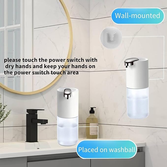 2Pack Automatic Foaming Soap Dispenser, Touchless Soap Dispenser Wall Mount 4 Level Adjustable Sensor Electric Soap Hand Dispenser,USB C Rechargeable Dish Dispenser for Bathroom