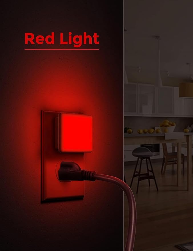 L LOHAS LED Red Night Lights Plug into Wall 6-Pack, 0.3W Plug in Night Light, Dusk to Dawn, Bright Nightlight Auto-On/Off, for Adults Kids Room Bedroom Bathroom Hallway Christmas, Non-Dim