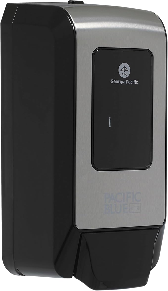 Pacific Blue Ultra Wall-Mounted Manual Dispenser for Foaming Hand Soap and Hand Sanitizer by GP PRO (Georgia-Pacific), Brushed Stainless, 53060, 11.5" W x 5.6" D by 4.4" H