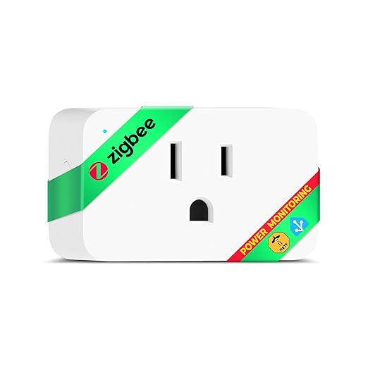 Zigbee Smart Plug, Energy Monitoring, 𝗭𝗶𝗴𝗯𝗲𝗲 𝗛𝘂𝗯 Required, ETL Certified, Compatible with Alexa, Google Home, Home Assistant, SmartThings, Remote App Control, Smart Outlet, 1 Pack