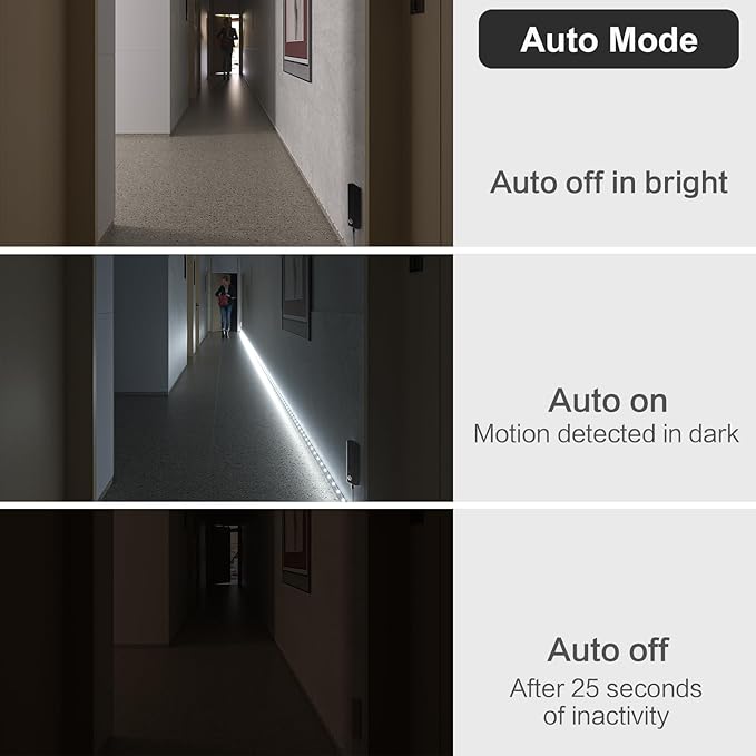 WOBANE LED Closet Light Motion Activated,Battery Powered Stick-on Anywhere,Homelife Motion Sensor Strip Lighting,Rechargeable Night Lights for Closet Hallway Stairway 6.56ft,6000K White,Black