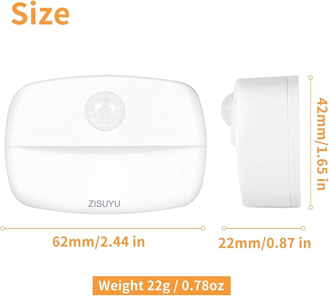 ZISUYU 6 Pack Motion Sensor Light Indoor, Battery Operated Stair Light, Wireless Stick on Anywhere Closet Lights, Led Night Lamps for Hallway Bathroom Bedroom Under Cabinet Kitchen(Cool White)