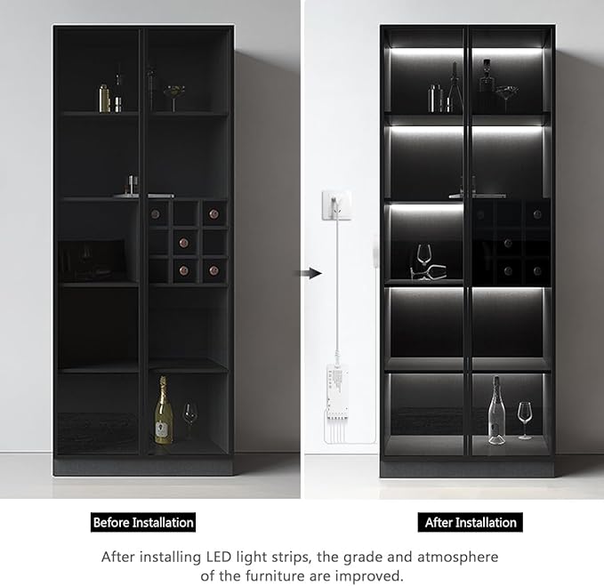 AIMENGTE Cabinet Light, LED Strip Lights, 6-in-1 12V COB Under Cabinet Lighting with Penetrable Touch Dimming, Energy-Efficient, for Wine Cabinets, Shoe Racks, Wardrobes, Kitchen Cabinets
