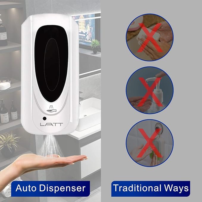 LATT Automatic Hand Sanitizer Dispenser Wall Mount, Liquid Hand Sanitizer Spray Dispenser, 33oz/1000ml Touchless Hand Soap Dispenser for Commercial Industrial Hospitals Office Public