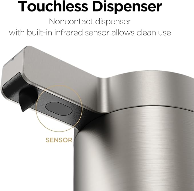 Automatic Liquid Soap Dispenser Stainless Steel Touchless Hand Soap Dispenser with Waterproof IPX5 Motion Sensor Dish Soap Dispenser for Kitchen Bathroom (Rechargeable (White))
