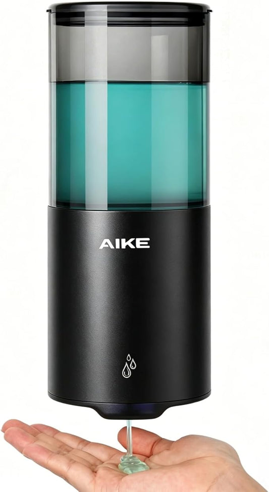 AIKE Automatic Wall Mount Liquid Soap Dispenser for Home and Commercial Bathroom 13.5oz IPX7 Waterproof,Matte Black Stainless Steel
