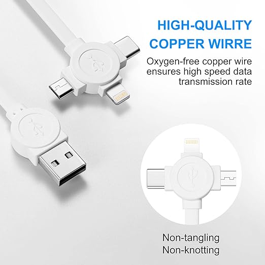 3 in 1 Retractable Multi Charging Cable, 2Pack Multi Fast Charging Cord Retractable Charger Data Sync Cable with iPhone/Type-C/Micro USB Ports for Cell Phones, iPhone Series, Galaxy Series,PS,Tablets