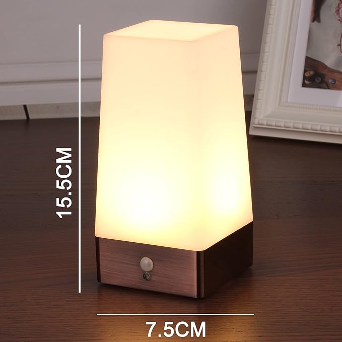 WRalwaysLX 2Pack Bedside Lamp PIR Motion Sensor LED Night Light,3 Modes Battery Powered Small Table Lamp,USE 3x1.5VAAA Battery,Sensitive Portable Moving Lamp