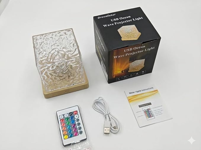 Ocean Wave Projector Light, 16 Color Rechargeable Ocean Lamp, with Power Touch Control and Remote Control Luminorthe Cube Lamp, Bringing You Romance and Tranquility(Charge)