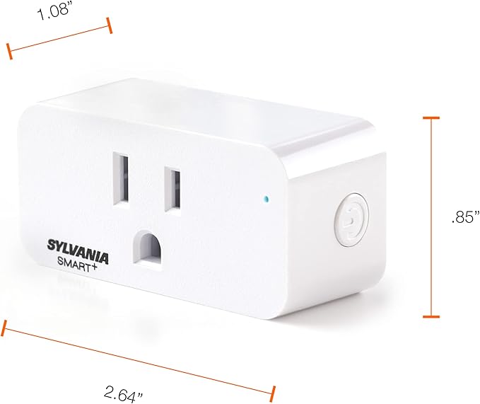 Sylvania WiFi Smart Plug, Voice Control, Compatible with Alexa and Google Home, Timer, On/Off, White - 4 Pack (75703)