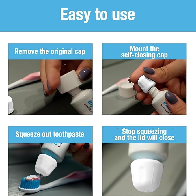 Self-Closing XXL Toothpaste Caps – 3 Pack – 19 mm Inner Diameter – Fits Large Sensodyne Pronamel & Wide-Neck Tubes Only (Check Size Guide) – Food-Grade Silicone, BPA-Free