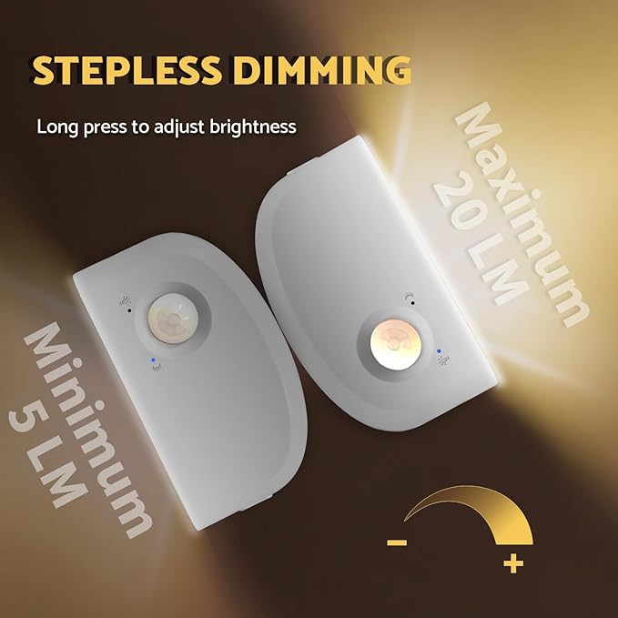 DAZZY DOT Rechargeable Motion Sensor Night Light, Mini Battery Night Light, Warm White Stair Lights Indoor, Ultra-Thin Magnetic Dimmable Stick-On, for Stairs Hallway Bathroom Bedroom, 3 Pack