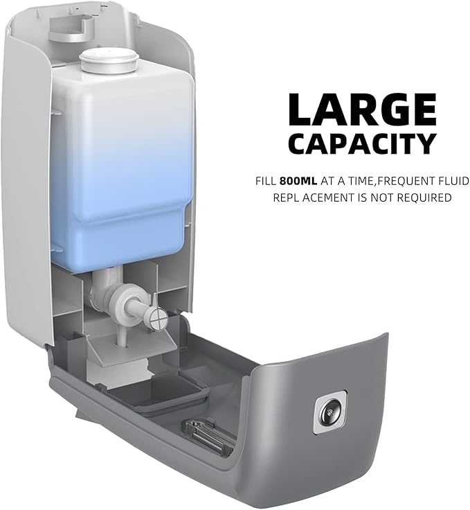 Commercial Wall Mount Soap Dispenser, Refillable ABS Plastic Manual Liquid Hand Soap Sanitizer Dispenser, 27oz (800ml) Large Capacity for Restaurant Office Public Restroom