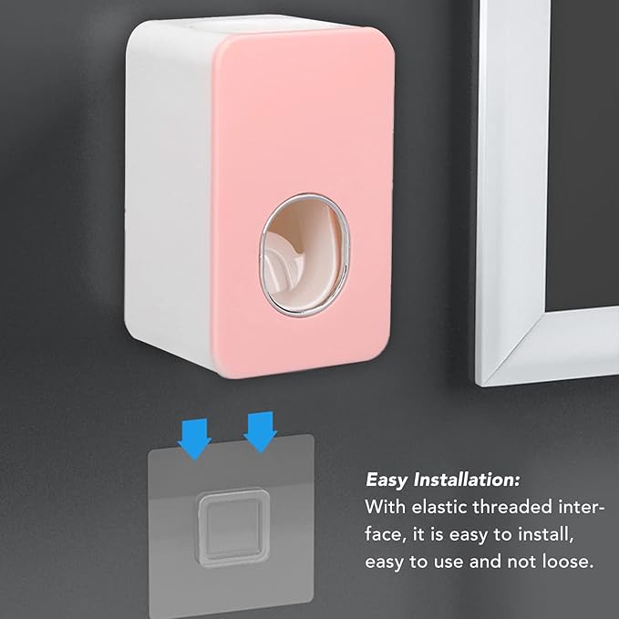 FTVOGUE Automatic Toothpaste Dispenser Wall Mount Bathroom Accessories ABS with Super Glutinous Suction Pad for Kids Family()