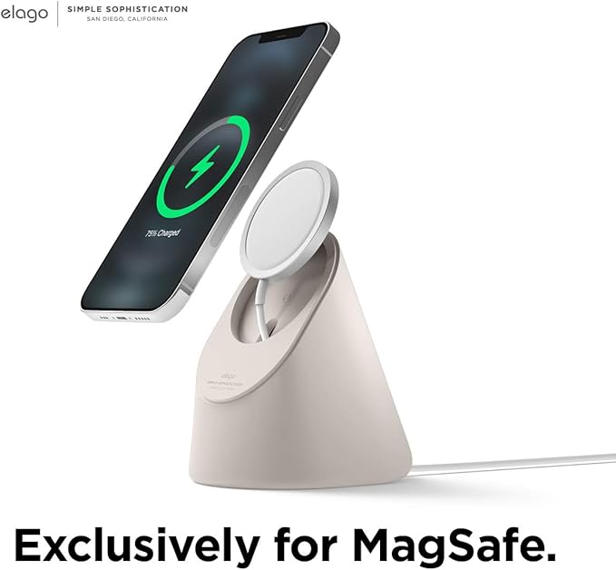 elago MS1 Charging Stand Compatible with MagSafe Charger - Premium Silicone Stand Compatible with iPhone 17/16/15/14/13/12 Series, Designed for iOS Standby Mode [Stone] [Charging Cable Not Included]