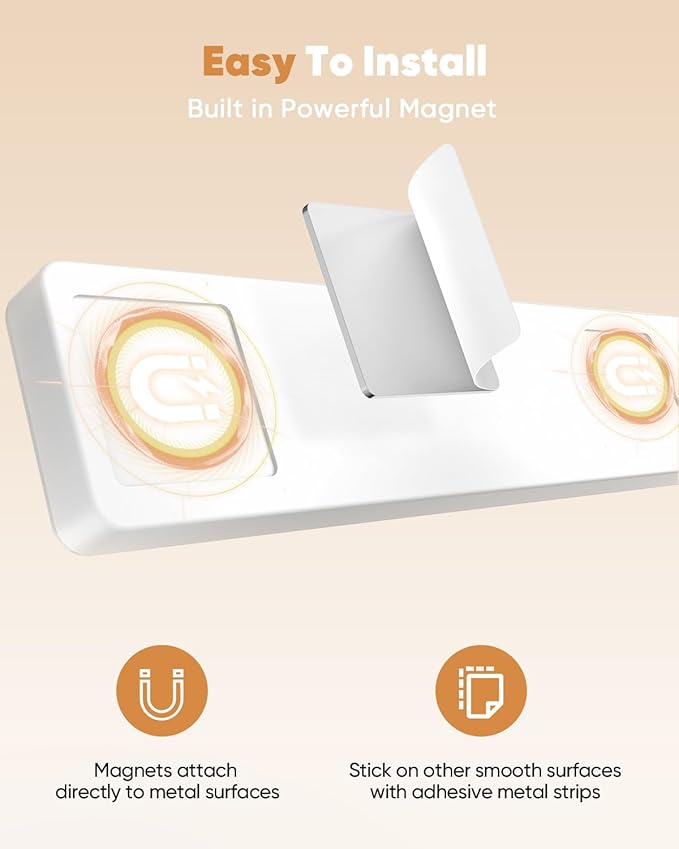 13inch Under Cabinet Lighting, Motion Sensor Light Indoor, Rechargeable Closet Lights Battery Operated, Wireless Dimmable LED Cabinet Lights, Under Counter Lights for Kitchen Warm Color-2 Pack