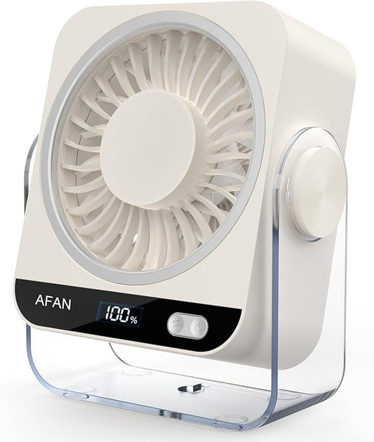 Small Desk Fan, Rechargeable USB Portable Fan, 199 Speeds, 5000mAh 18-Hour Battery, 120° Adjustable Tilt, Quiet Cooling Fans for Home Office Desktop Bedroom Kitchen Camping Travel Essentials (White)