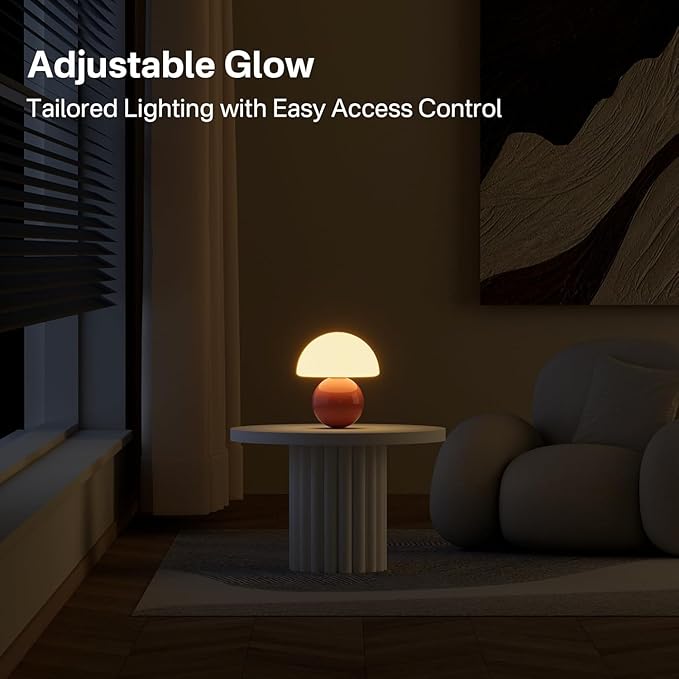 Dawnwake Mushroom Lamp Desk Lamp for Bedroom,Table Bedside Small Lamps for Living Room,Mushroom Decor Cute Mini Modern Mid Century Lamps for Night Stands,Unique Aesthetic Home Living Room Decor(Pink)