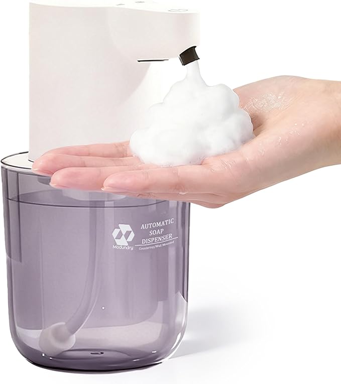 Automatic Foaming Soap Dispenser, 4-Level Touchless Hand Soap Dispenser, USB-C Rechargeable, Wall Mount or Countertop, 13.5oz/400ml, for Bathroom, Kitchen, Office, Hotel, White
