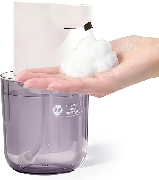Automatic Foaming Soap Dispenser, 4-Level Touchless Hand Soap Dispenser, USB-C Rechargeable, Wall Mount or Countertop, 13.5oz/400ml, for Bathroom, Kitchen, Office, Hotel, White