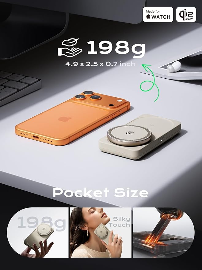 THREEKEY 3 in 1 Qi2 Charger for MagSafe, 25W Wireless Charging Station with MFi-Certified Apple Watch Module for iPhone 17/16/15/14/13/12, AirPods, Pixel 10 Pro XL, 45W Adapter