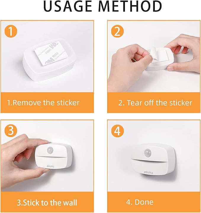 ZISUYU Motion Sensor Light Indoor Led Night Light Stick on Nightlight Battery Operated Lights for Hallway Stair Bathroom Closet Bedroom (Patent Applied)