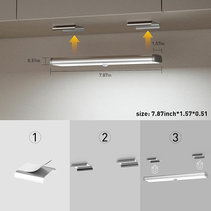 Under Cabinet Lighting,Rechargeable Motion Sensor Light Indoor Night Lights with Remote,58LED RGB under cabinet lights Bar,15Colors Wireless Under Counter Light Closet Lights for Kitchen,5pack