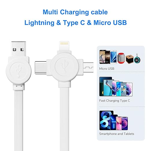 3 in 1 Retractable Multi Charging Cable, 2Pack Multi Fast Charging Cord Retractable Charger Data Sync Cable with iPhone/Type-C/Micro USB Ports for Cell Phones, iPhone Series, Galaxy Series,PS,Tablets